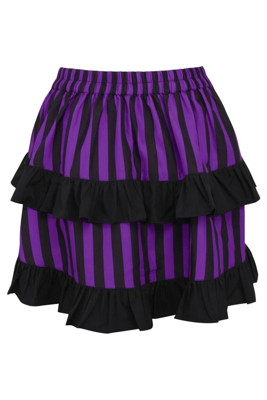 Purple & Black Striped Ruched Bustle Skirt image 1