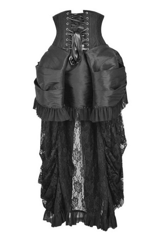 Plus Size Top Drawer Steel Boned Black Lace Victorian Bustle Underbust Corset Dress image 2