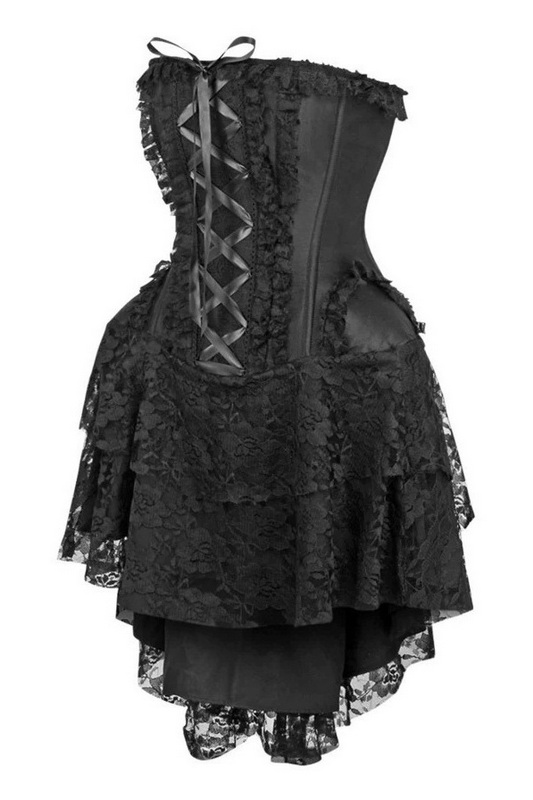 Plus Size Top Drawer Steel Boned Strapless Black Lace Victorian Corset Dress image 1