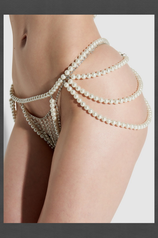 White Pearl Crotchless Panty