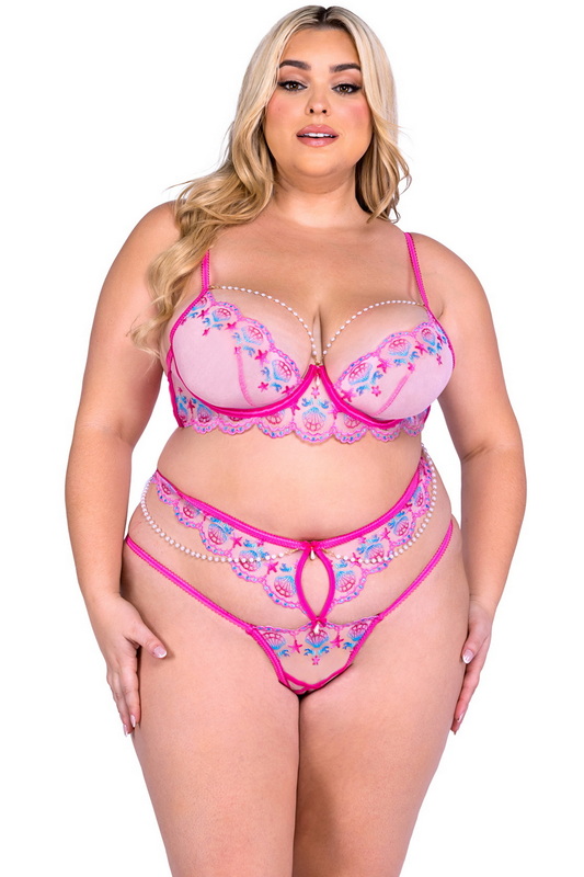 Plus Size Sultry Siren Pink Lingerie Bra Set