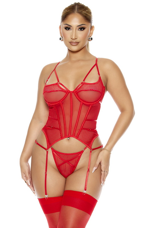 Caught Up Red O-Net Bustier image 1