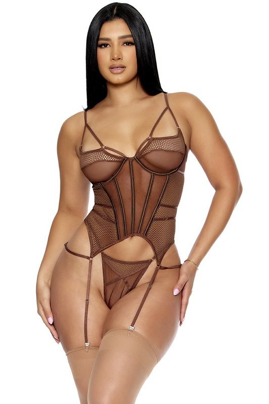 Caught Up Brown O-Net Bustier