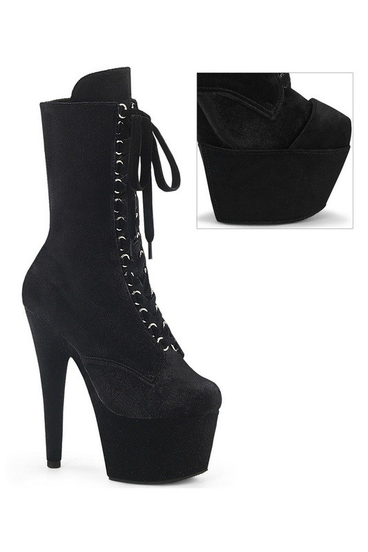 Black Velvet 7" Lace Up Ankle Boot