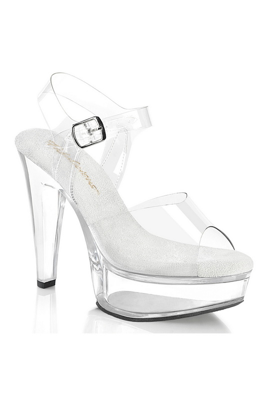 Clear 5" Peep Toe Ankle Strap Sandal