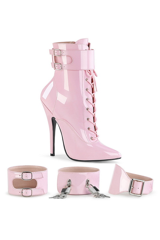 Baby Pink Patent 6" Interchangeable Ankle Cuff Boots