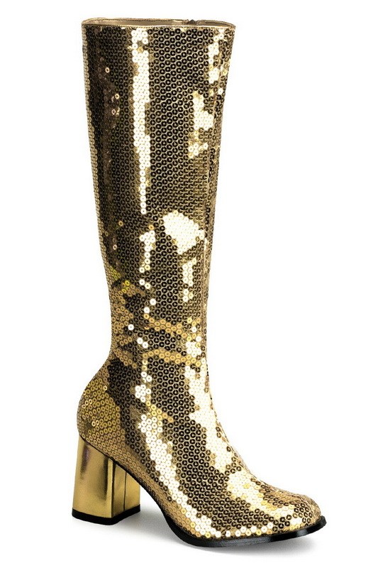 Gold Sequined 3" Knee High Boot