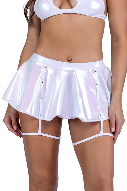 Keep It Sexy White Metallic Rhinestone Detailed Skirt