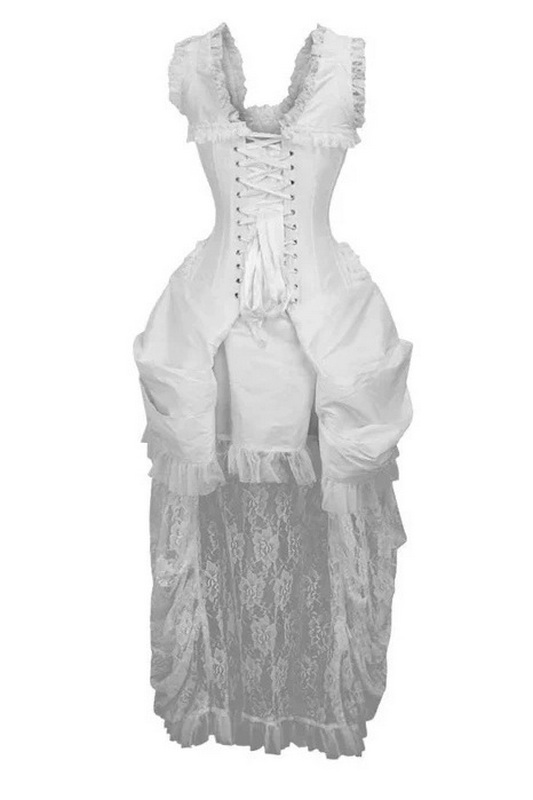Top Drawer Steel Boned White Lace Victorian Bustle Corset Dress image 2