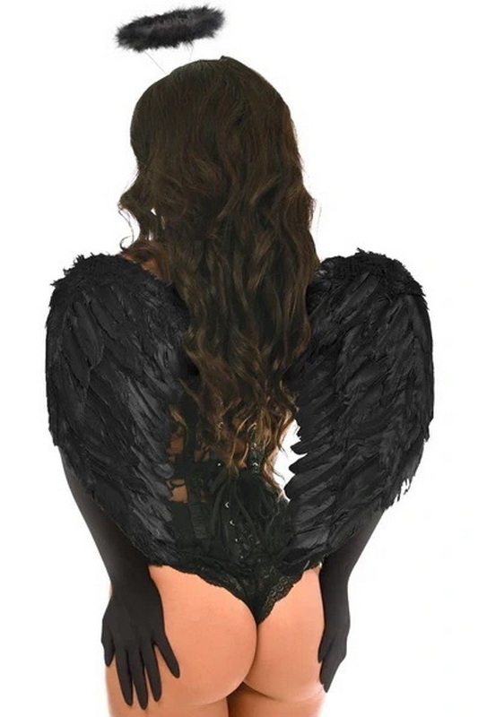 Plus Size Top Drawer Black Lace Dark Angel Corset Costume image 1