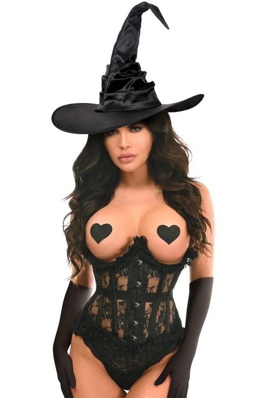 Plus Size Top Drawer Black Lace Witch Corset Costume