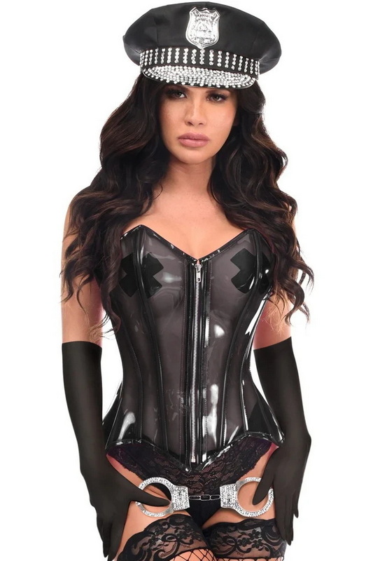 Plus Size Lavish Clear Black Cop Corset Costume