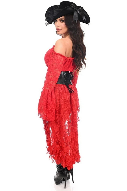 Plus Size Top Drawer Red Pirate Corset Halloween Costume image 1