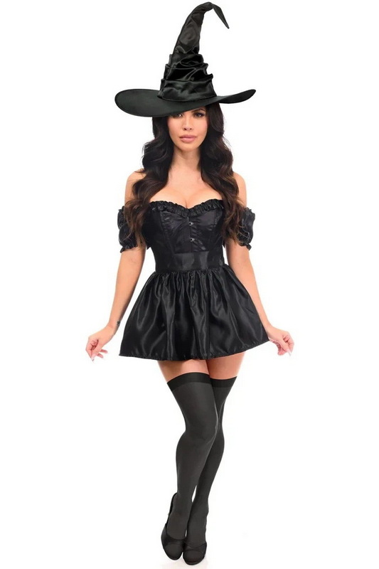 Plus Size Top Drawer Black Witch Corset Halloween Costume
