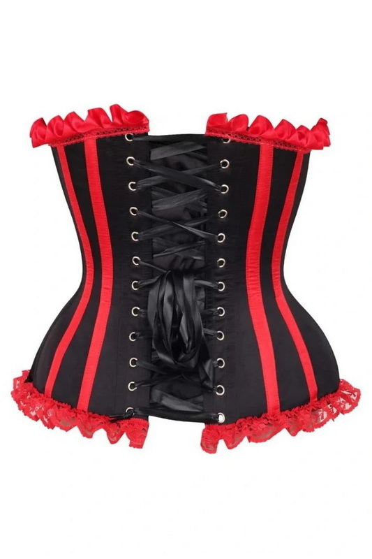 Plus Size Top Drawer Black & Red Steel Boned Burlesque Corset image 4