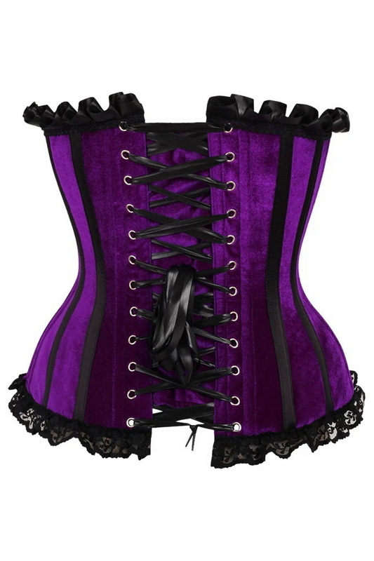 Top Drawer Purple Velvet Steel Boned Burlesque Corset image 4