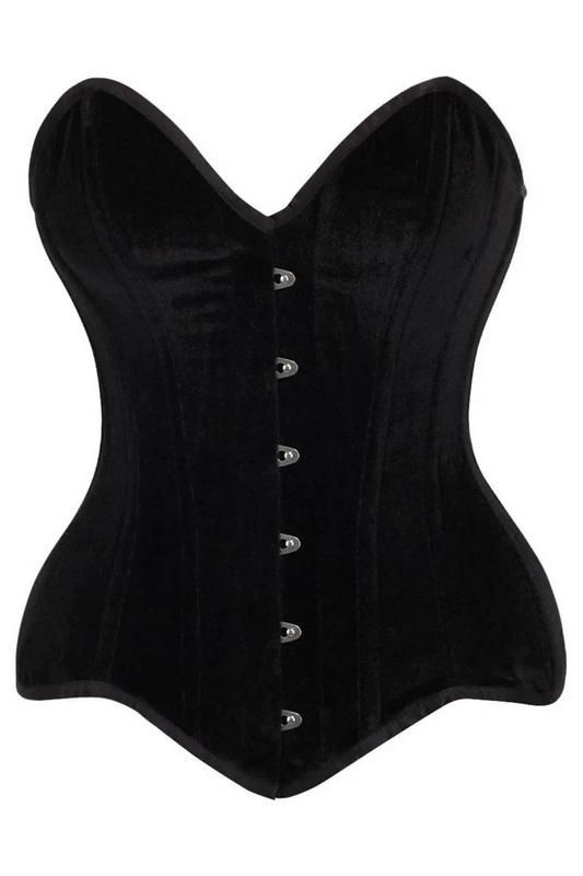 Plus Size Top Drawer Black Velvet Steel Boned Overbust Corset image 2