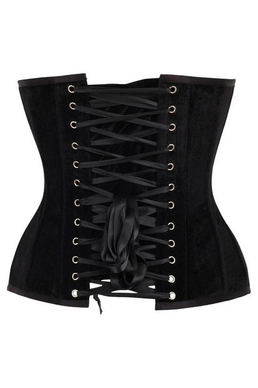 Plus Size Top Drawer Black Velvet Steel Boned Overbust Corset image 4