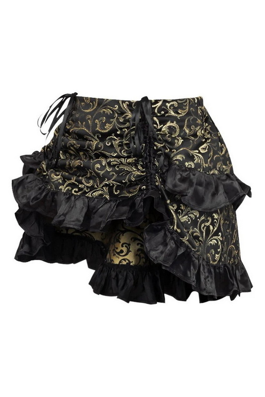 Plus Size Gold & Black Brocade Ruched Bustle Skirt image 1