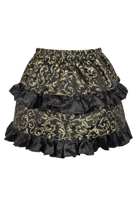 Plus Size Gold & Black Brocade Ruched Bustle Skirt image 2