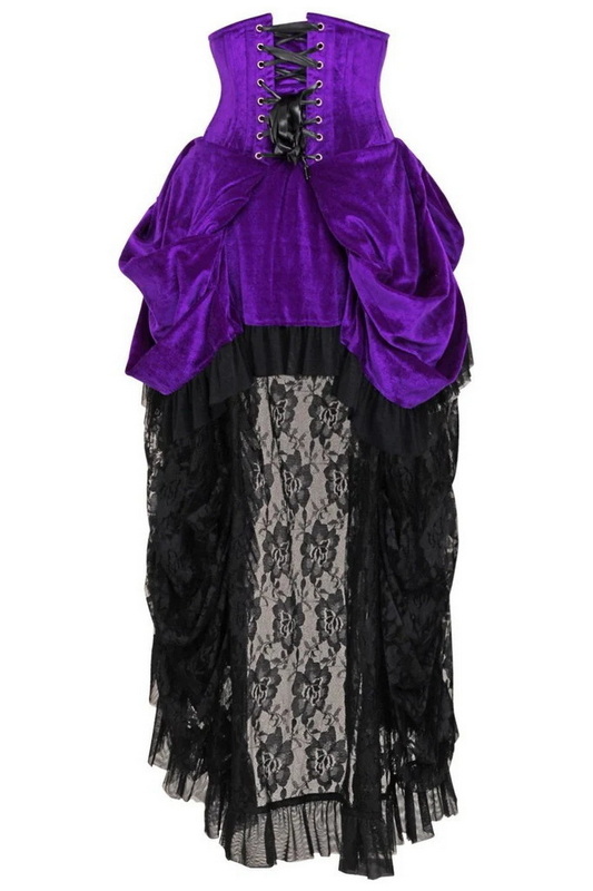 Plus Size Top Drawer Purple Velvet Victorian Bustle Underbust Corset Dress image 2