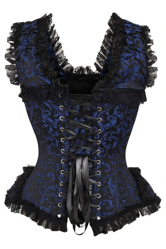 Top Drawer Blue & Black Swirl Brocade Corset image 2