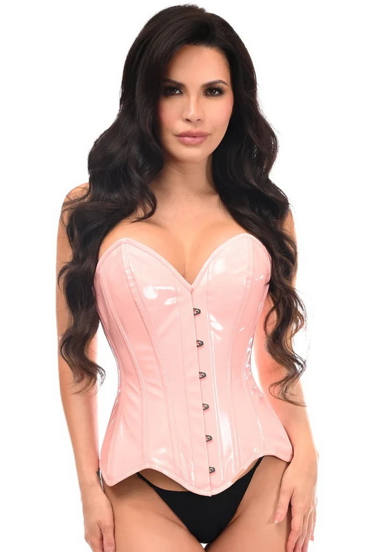 Top Drawer Light Pink Patent Leather Overbust Corset