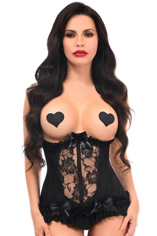 Lavish Black Lycra & Lace Stretch Underbust Corset