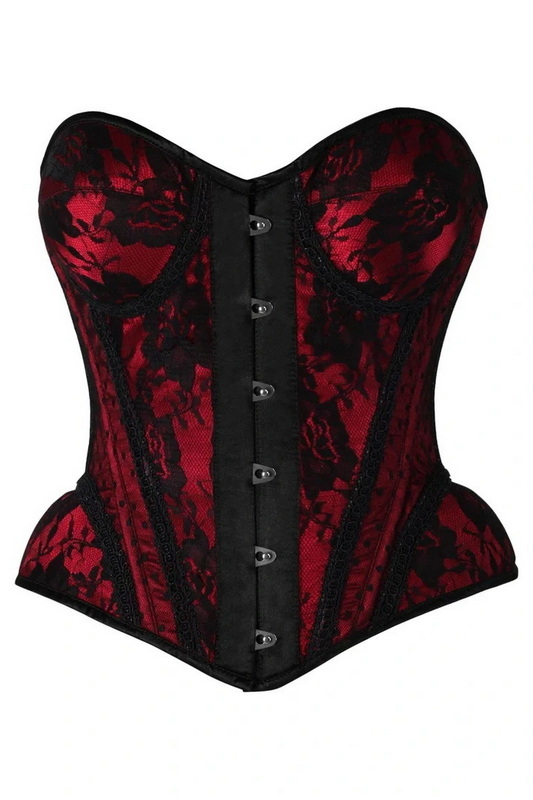 Plus Size Top Drawer Red & Black Lace Underwire Bustier Corset