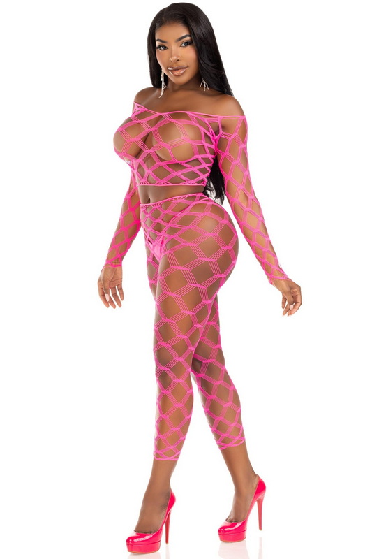 Neon Pink Prism Netted Cami & Footless Tights image 2