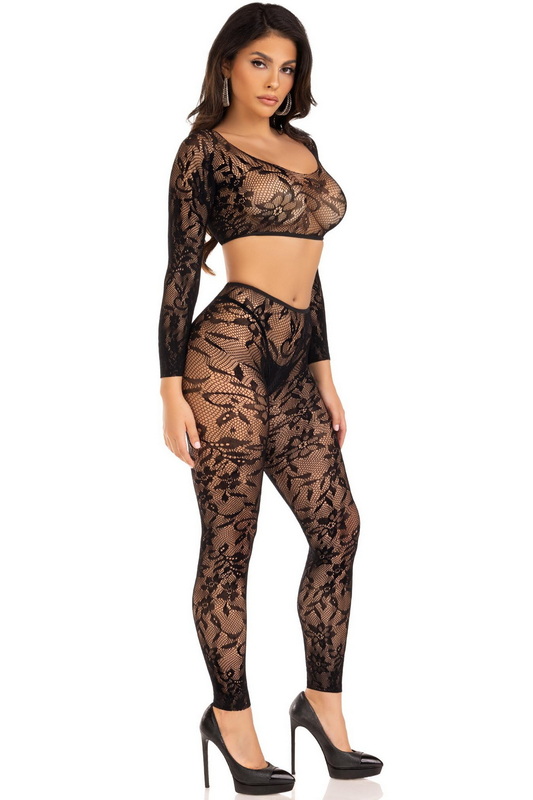 Chantilly Black Seamless Crop Top & Tights image 2