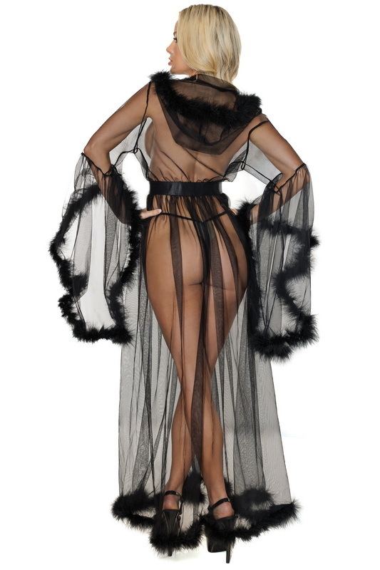 Graceful & Elegant Sheer Black Lingerie Robe image 7