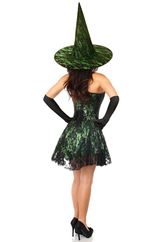 Lavish Green Lace Corset Dress Witch Halloween Costume On Sale image 1