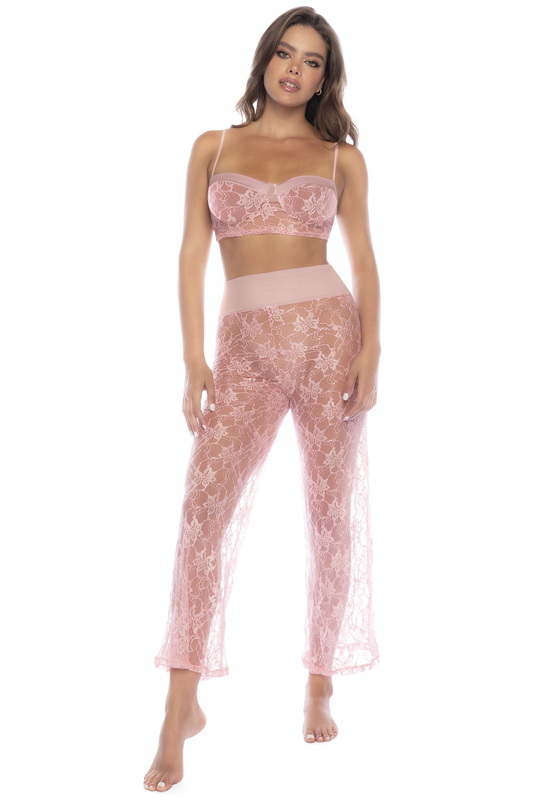 Pink Lace Valentine Lace Pajama Set