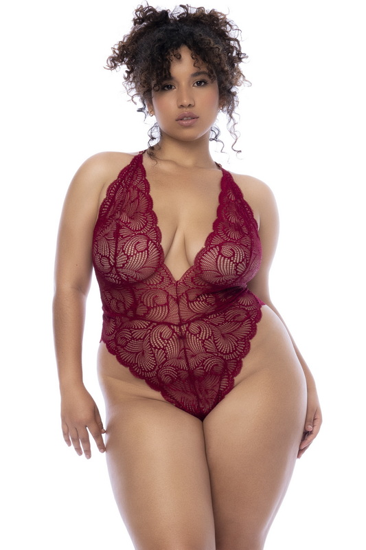 Plus Size Floral Kisses Rosewood Teddy