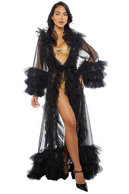 Black Voguish Glam Luxury Lingerie Robe