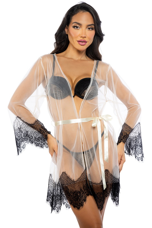 Nude & Black Daydream Mini Lingerie Robe