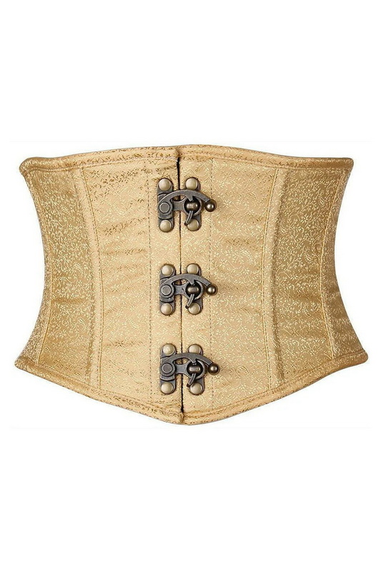 Plus Size Top Drawer Gold Brocade Steel Boned Mini Cincher Blowout Deal