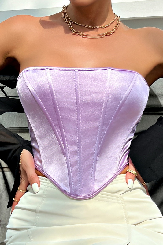 Light Purple Cropped Corset Top image 1