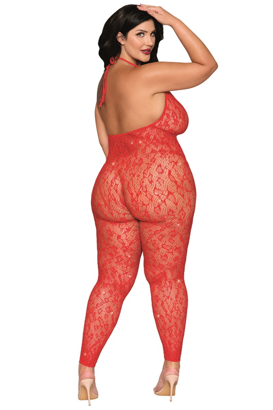 Plus Size Flaming Hot Seamless Knitted Leopard Bodystocking image 1