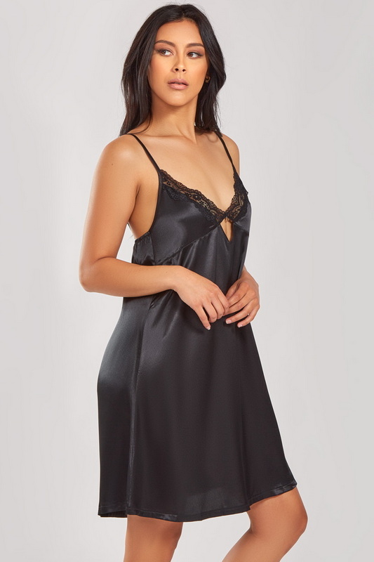 Leia's Black Satin Lingerie Chemise Blowout Deal image 1