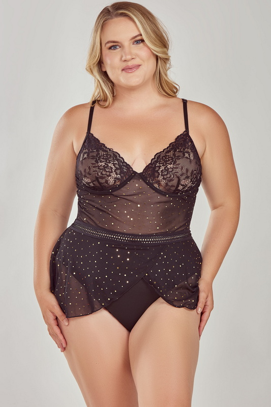 Plus Size Seductive Astrid Mesh & Lace Teddy