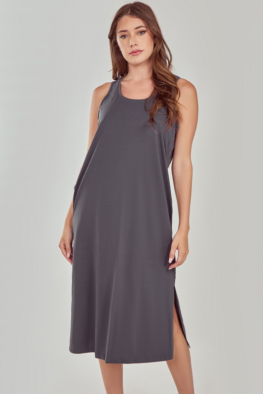 Ivy Sleeveless Charcoal Sleep Gown