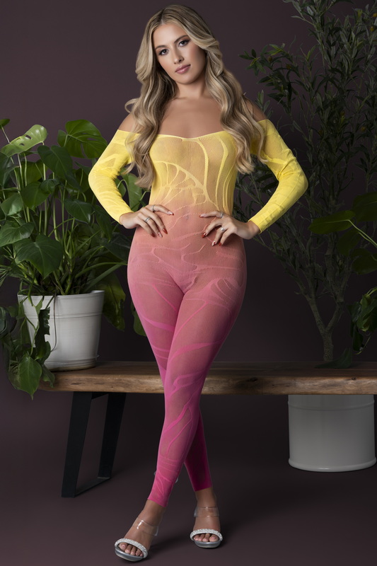 Seamless Seductress Ombre Sunset Long Sleeve Bodystocking