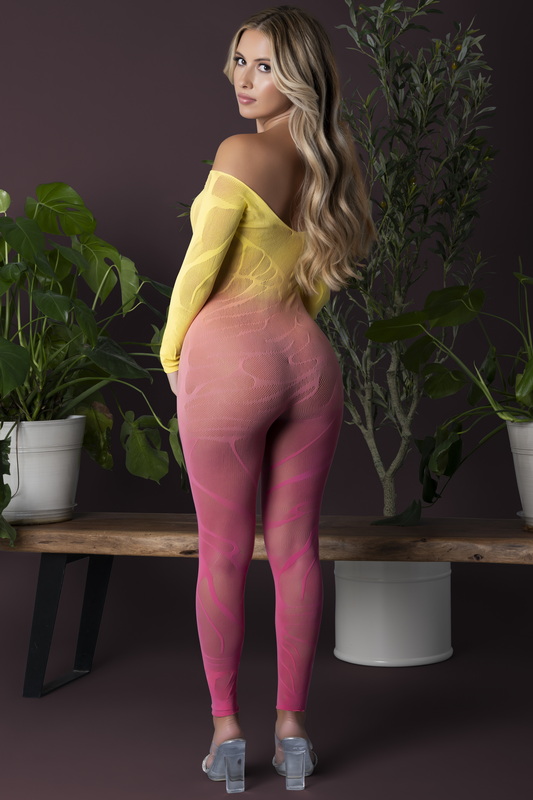 Seamless Seductress Ombre Sunset Long Sleeve Bodystocking image 2