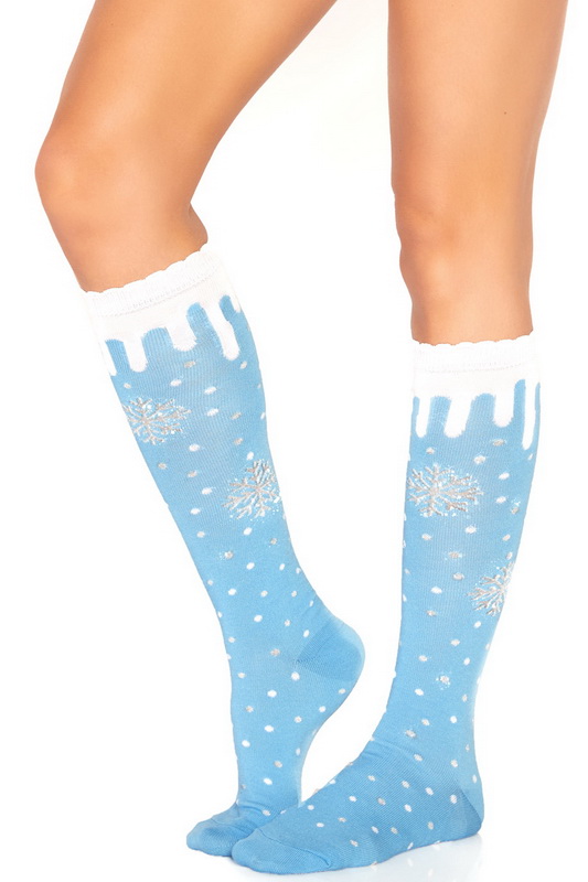 Snowflake Knee High Socks Blowout Deal