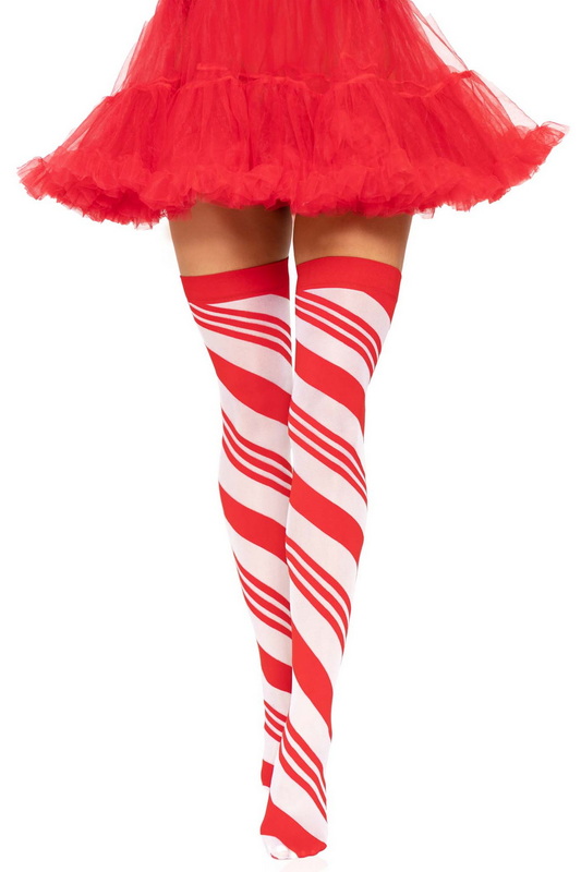 Holiday Sheer Candy Cane Stockings Blowout Deal