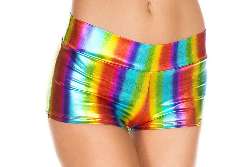 Rainbow Metallic Booty Shorts Blowout Deal