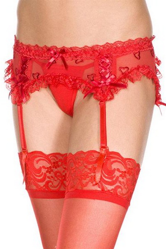 Red Heart Embroidered Garterbelt Blowout Deal