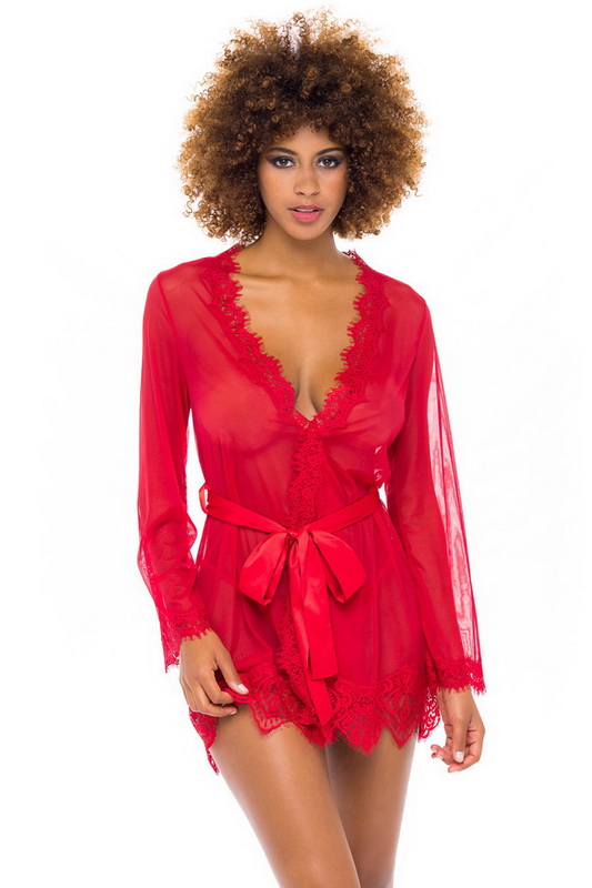 Red Provence Mesh Robe Blowout Deal